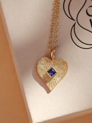 Golden Heart Pendant Necklace with Blue Crystal - Image 1 of 3