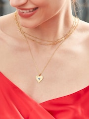 Golden Heart Pendant Necklace with Blue Crystal - Image 2 of 3