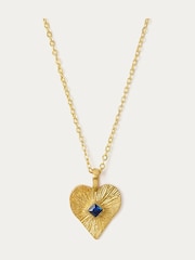 Golden Heart Pendant Necklace with Blue Crystal - Image 3 of 3