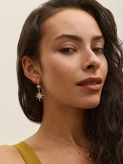 Ottoman Hands Gold Tone Triple Star Drop Earrings - Image 3 of 4