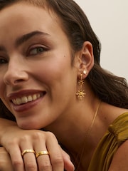 Ottoman Hands Gold Tone Triple Star Drop Earrings - Image 4 of 4