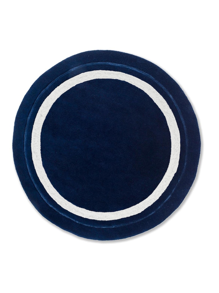 Laura Ashley Navy Lewes Border Circle Rug - Image 2 of 4