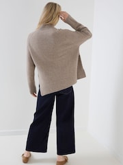 JoJo Maman Bébé Brown Long Sleeve Turtleneck Longline Maternity Jumper - Image 4 of 4