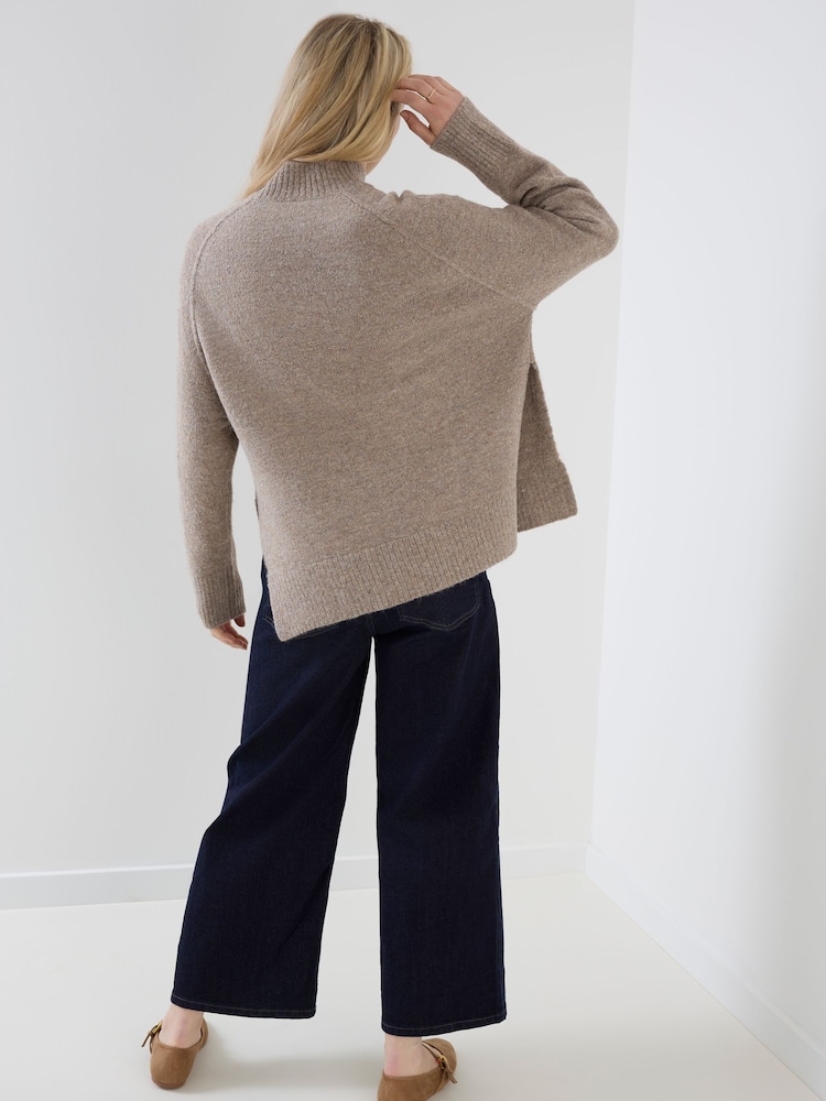 JoJo Maman Bébé Brown Long Sleeve Turtleneck Longline Maternity Jumper - Image 4 of 4 JoJo Maman Bébé Brown Long Sleeve Turtleneck Longline Maternity Jumper - Image 4 of 4