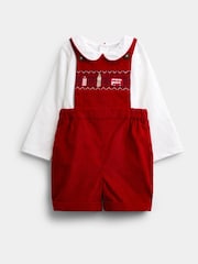 JoJo Maman Bébé Red London Embroidered 2-Piece Dungarees & Bodysuit Set - Image 1 of 7