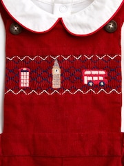 JoJo Maman Bébé Red London Embroidered 2-Piece Dungarees & Bodysuit Set - Image 7 of 7