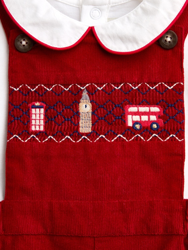 JoJo Maman Bébé Red London Embroidered 2-Piece Dungarees & Bodysuit Set - Image 7 of 7 JoJo Maman Bébé Red London Embroidered 2-Piece Dungarees & Bodysuit Set - Image 7 of 7