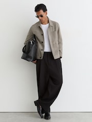 Reiss Grey Suede Button-Through Trucker Jacket - Image 3 of 7
