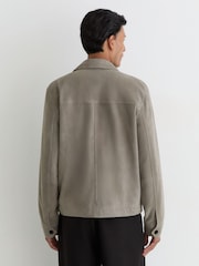 Reiss Grey Suede Button-Through Trucker Jacket - Image 5 of 7