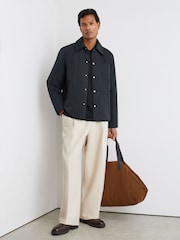 Reiss Navy Raider Lightly-Padded Patch-Pocket Overshirt - Image 1 of 6