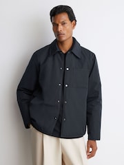 Reiss Navy Raider Lightly-Padded Patch-Pocket Overshirt - Image 4 of 6