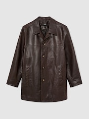 Reiss Dark Brown Wilson Leather Trench Jacket - Image 2 of 7