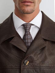 Reiss Dark Brown Wilson Leather Trench Jacket - Image 4 of 7