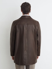 Reiss Dark Brown Wilson Leather Trench Jacket - Image 6 of 7