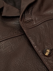 Reiss Dark Brown Wilson Leather Trench Jacket - Image 7 of 7