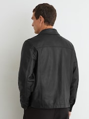 Μαύρο - Reiss Ortega Leather Collared Zip-Through Jacket - Εικόνα 5 του 8