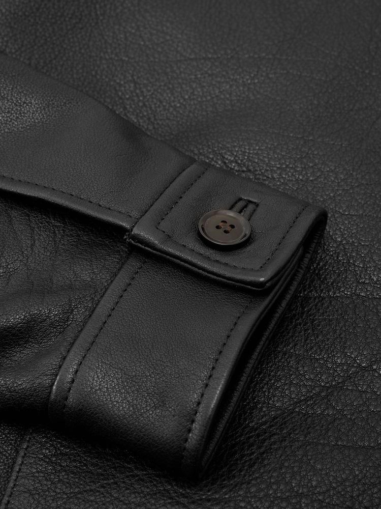 Μαύρο - Reiss Ortega Leather Collared Zip-Through Jacket - Εικόνα 8 του 8 Μαύρο - Reiss Ortega Leather Collared Zip-Through Jacket - Εικόνα 8 του 8