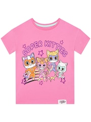 Character Pink Super Kitties Glitter T-Shirt - Image 1 of 9