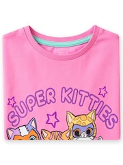 Character Pink Super Kitties Glitter T-Shirt - Image 5 of 9