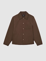 Reiss Brown Raider Lightly-Padded Patch-Pocket Overshirt - Image 2 of 6