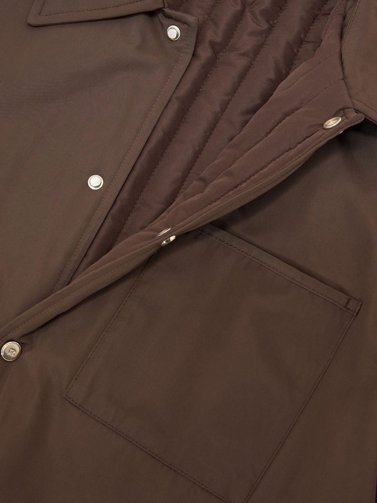 Reiss Brown Raider Lightly-Padded Patch-Pocket Overshirt - Image 6 of 6