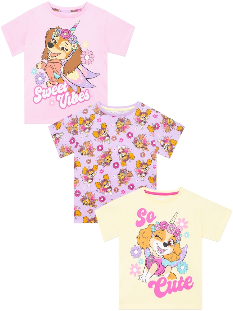 Character Pink PAW Patrol Skye And Liberty T-Shirts 3 Pack - Image 1 of 5 Character Pink PAW Patrol Skye And Liberty T-Shirts 3 Pack - Image 1 of 5