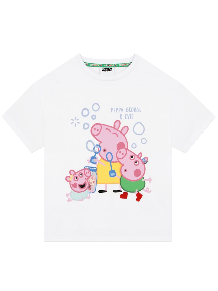 Character Pink Peppa Pig Short Sleeve Pyjamas Peppa, George And Evie - Image 2 of 11