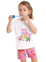 Character Pink Peppa Pig Short Sleeve Pyjamas Peppa, George And Evie - Image 7 of 11