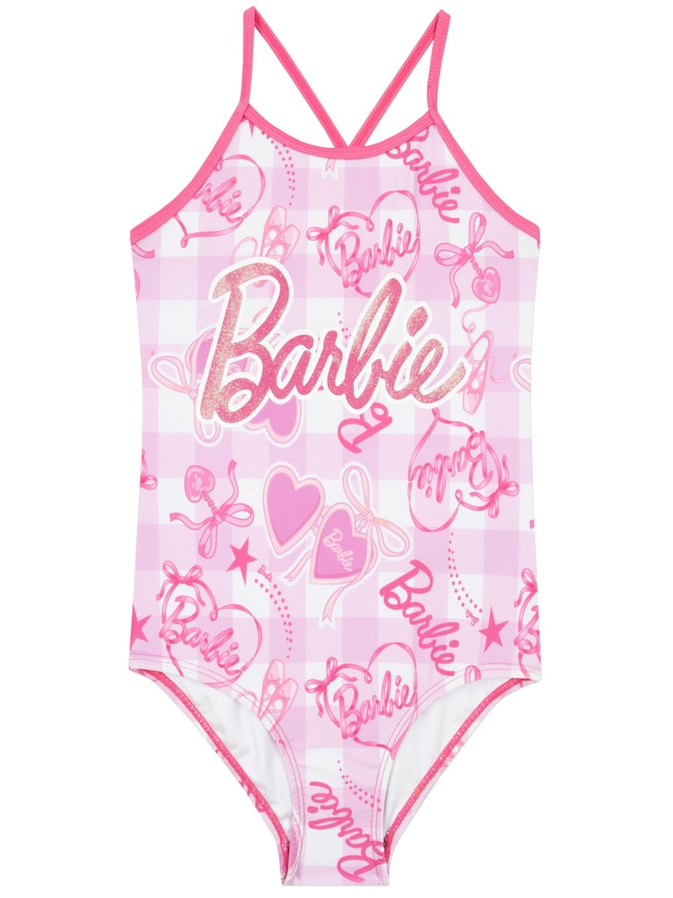 Character Pink Barbie Glittery Swimsuit - Image 1 of 10