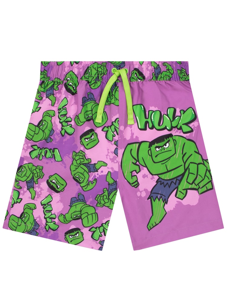 Character Purple Marvel Hulk Swim Shorts - Image 1 of 10 Character Purple Marvel Hulk Swim Shorts - Image 1 of 10