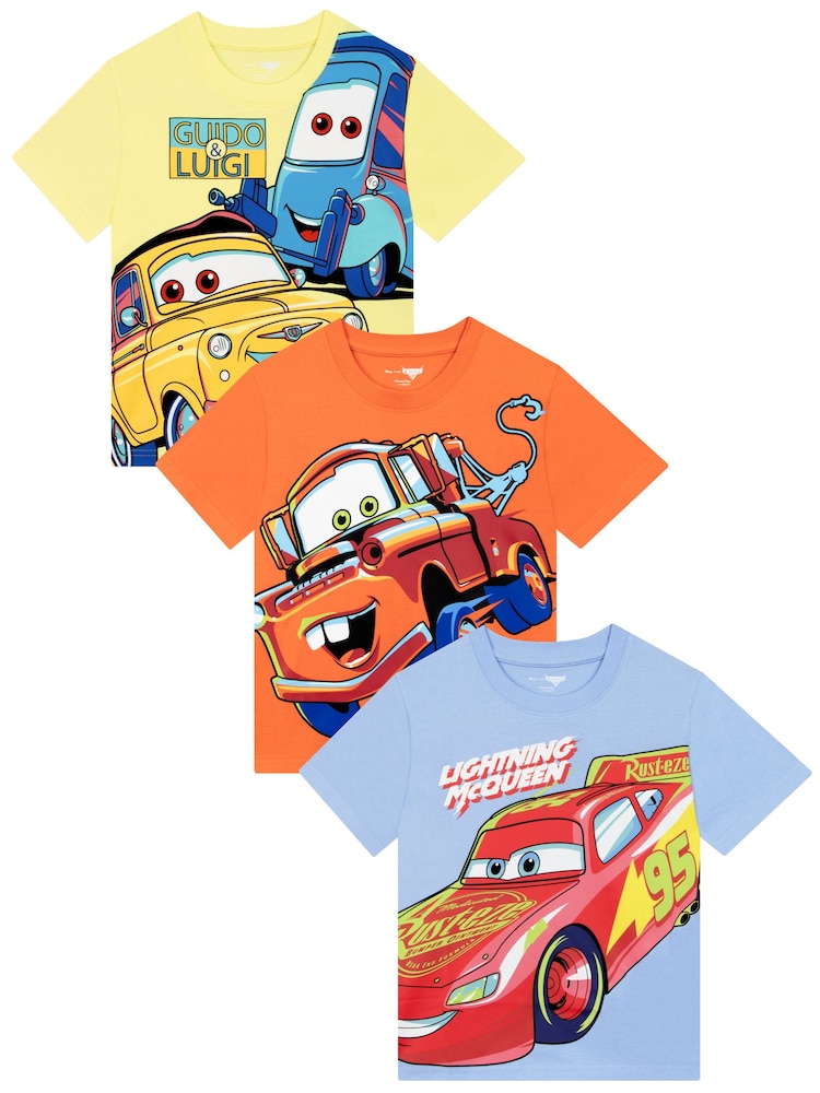 Character Red Disney Cars T-Shirts 3 Pack Lighning McQueen And Mater - Image 1 of 5