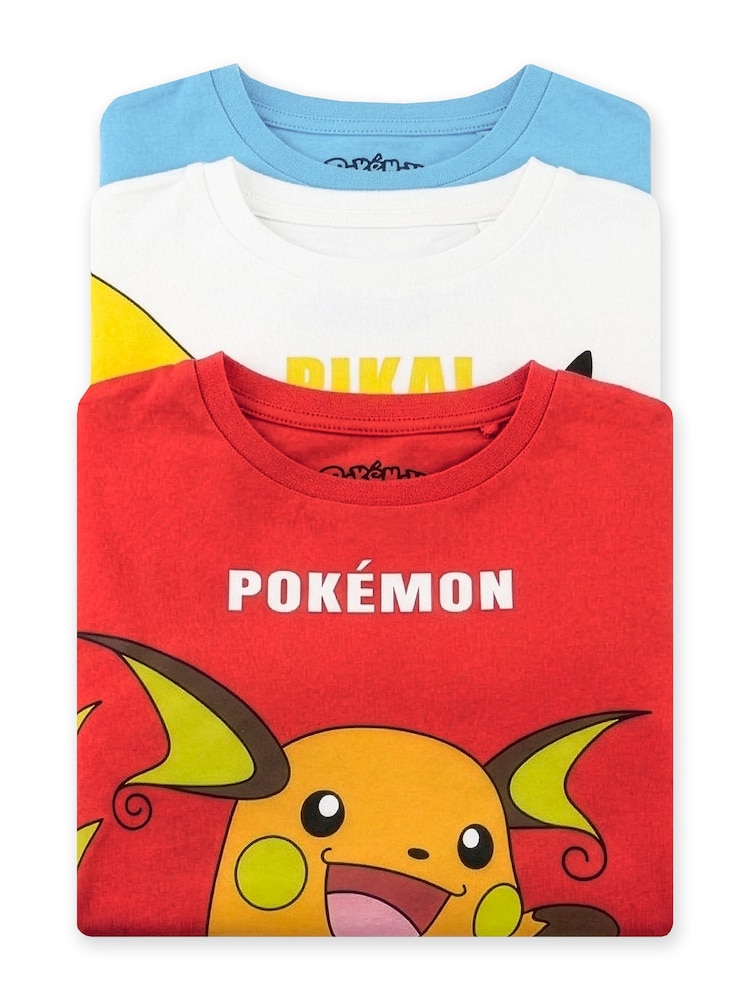 Character Blue Pokemon T-Shirts 3 Pack Pikachu, Raichu And Mewtwo - Image 6 of 6 Character Blue Pokemon T-Shirts 3 Pack Pikachu, Raichu And Mewtwo - Image 6 of 6
