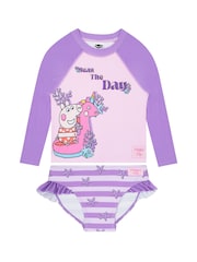 Character Purple Peppa Pig Two Piece Swimsuit Rash Vest - Image 1 of 7