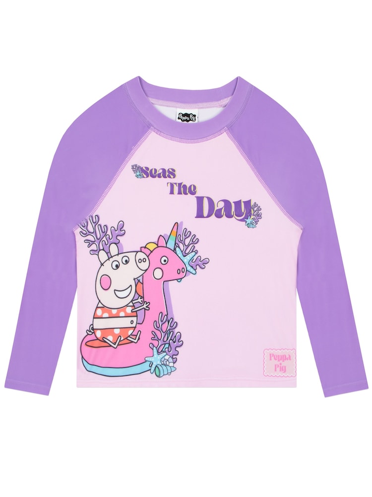 Character Purple Peppa Pig Two Piece Swimsuit Rash Vest - Image 2 of 7