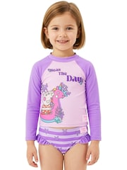 Character Purple Peppa Pig Two Piece Swimsuit Rash Vest - Image 6 of 7