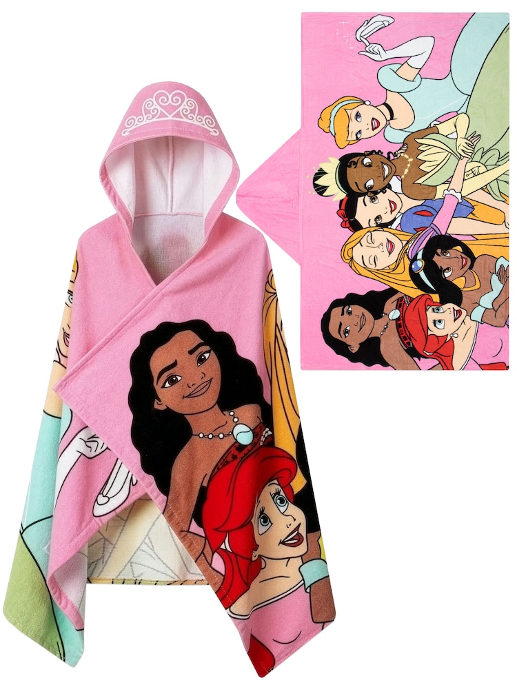 Character Pink Disney Princess Swim & Beach Wrap Towel Poncho Cinderella, Rapunzel And Moana - Image 1 of 12