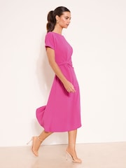 Roz magenta - Rochie midi cu mânecă scurtă și nod lateral Lipsy - Imaginea 3 din 4