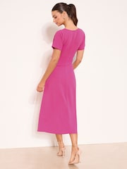 Roz magenta - Rochie midi cu mânecă scurtă și nod lateral Lipsy - Imaginea 4 din 4