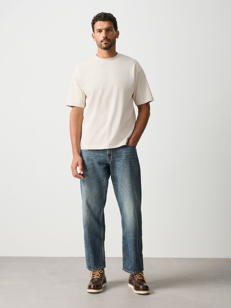 Neutral Marl Regular Fit Heavyweight T-Shirt - Image 2 of 5 Neutral Marl Regular Fit Heavyweight T-Shirt - Image 2 of 5
