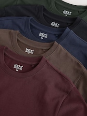 Brown/Navy Blue/Burgundy Red/Green/Black Regular Fit Heavyweight T-Shirts 5 Pack - Image 14 of 14