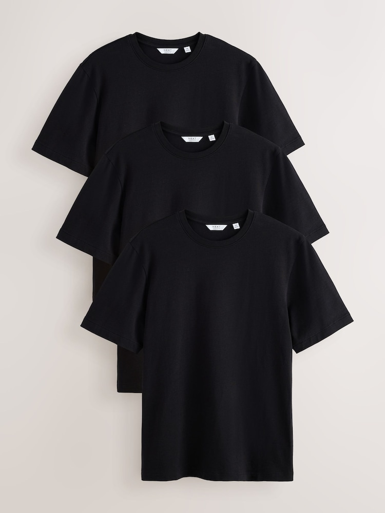 Black Regular Fit T-Shirts 3 Pack - Image 1 of 4 Black Regular Fit T-Shirts 3 Pack - Image 1 of 4