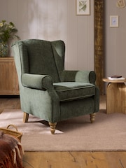 Relaxed Chenille Forest Green Sherlock Highback Armchair - Image 1 of 10