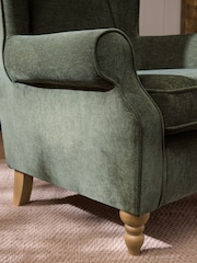 Relaxed Chenille Forest Green Sherlock Highback Armchair - Image 3 of 10