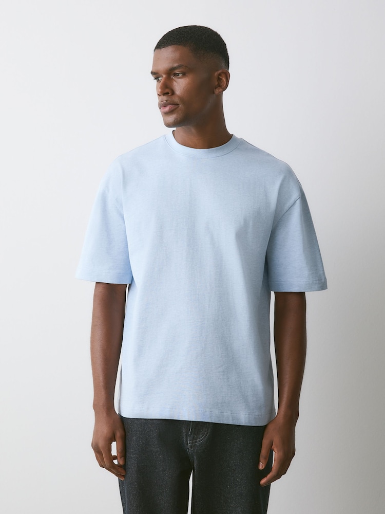 Blue Ice Marl Regular Fit Heavyweight T-Shirt - Image 1 of 7