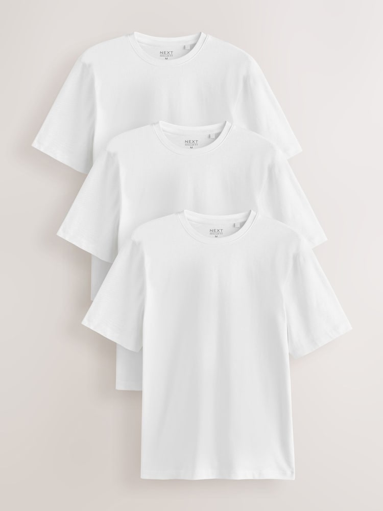 White Regular Fit T-Shirts 3 Pack - Image 1 of 10 White Regular Fit T-Shirts 3 Pack - Image 1 of 10