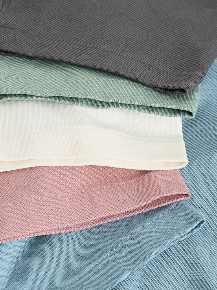 Pastels Green/Blue/Ecru/Slate/Pink Regular Fit Heavyweight T-Shirts 5 Pack - Image 12 of 12 Pastels Green/Blue/Ecru/Slate/Pink Regular Fit Heavyweight T-Shirts 5 Pack - Image 12 of 12