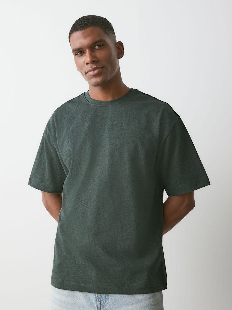 Green Marl Regular Fit Heavyweight T-Shirt - Image 1 of 12 Green Marl Regular Fit Heavyweight T-Shirt - Image 1 of 12