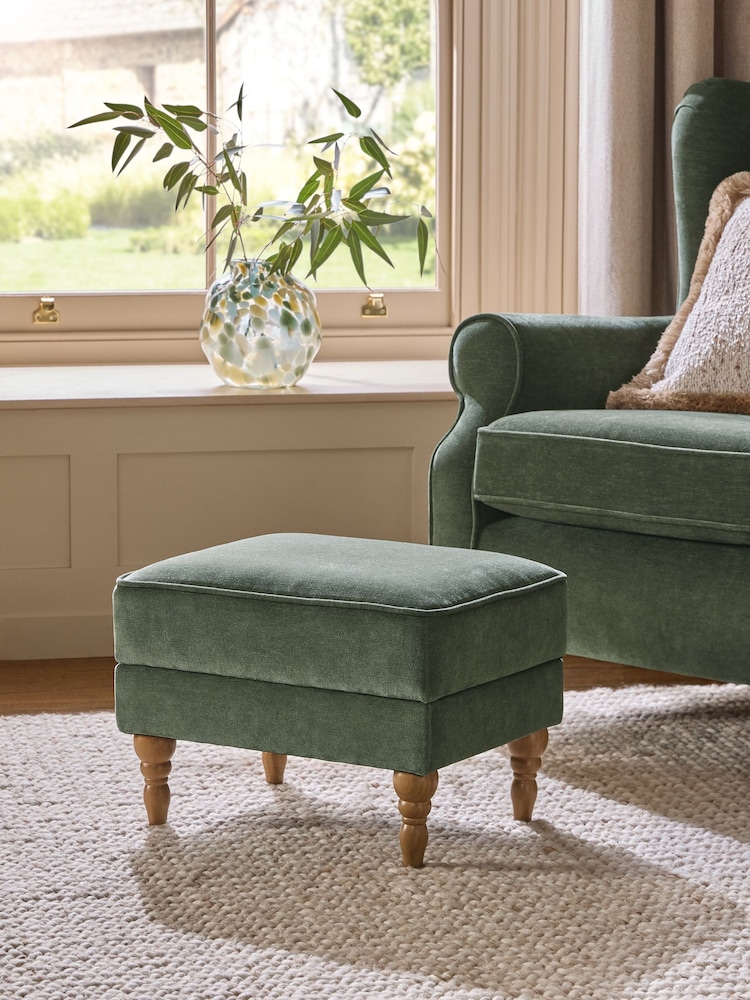 Relaxed Chenille Forest Green Sherlock Storage Footstool - Image 1 of 7
