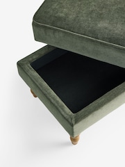 Relaxed Chenille Forest Green Sherlock Storage Footstool - Image 10 of 13