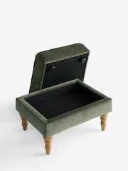 Relaxed Chenille Forest Green Sherlock Storage Footstool - Image 11 of 13